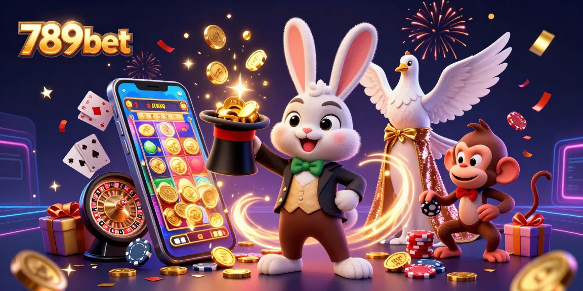 Experience thrilling wins with 789bet's magical casino scene featuring exciting game elements.