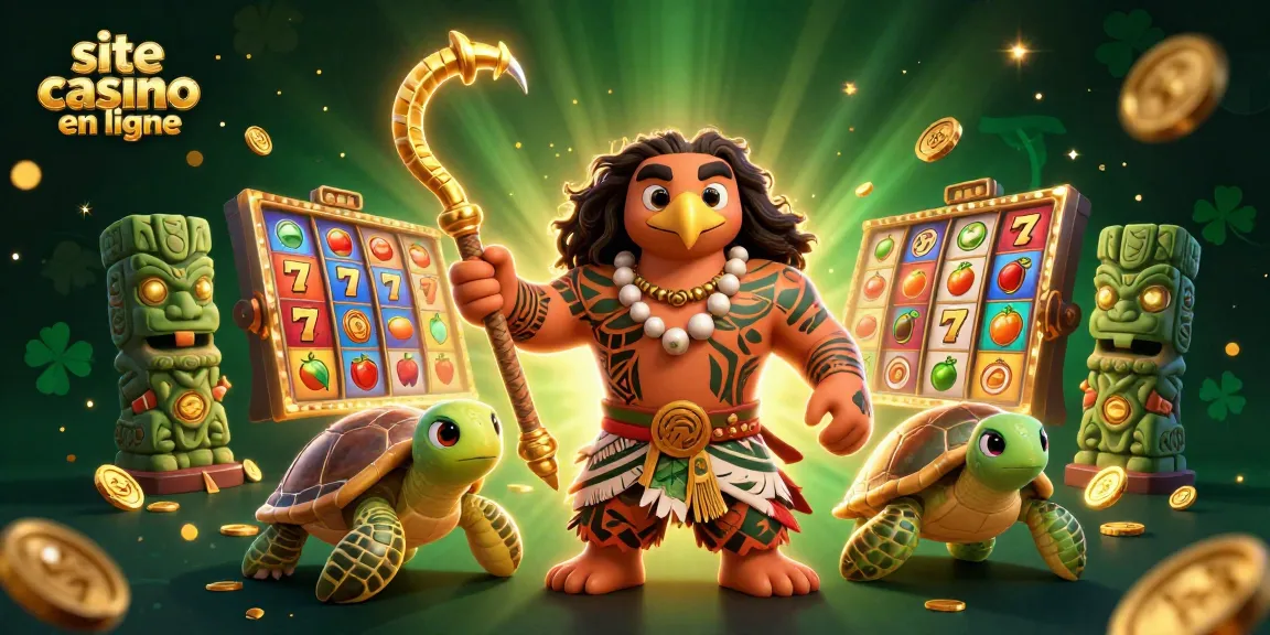 Jouez sur un site casino en ligne avec une illustration 3D captivante de personnages de la culture polynésienne.