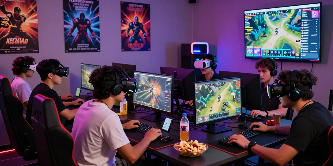 Players immersed in the kecak4d gaming platform with vibrant LED lights and snacks.
