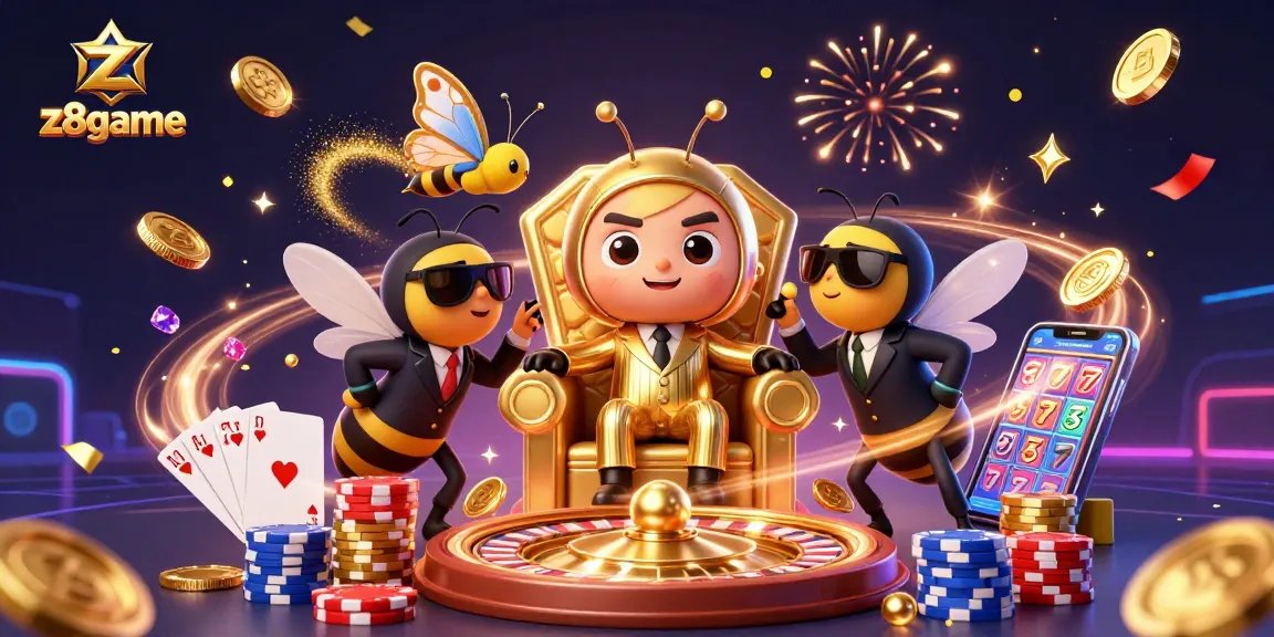 Join the excitement at z8game with bumblebee mob boss in a vibrant 3D casino scene, showcasing thrilling games.