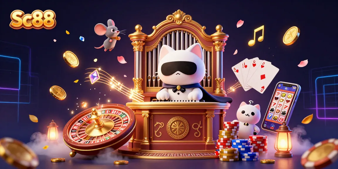 Experience thrilling wins at Sc88 with an enchanting casino scene featuring 3D characters and vibrant gaming elements.