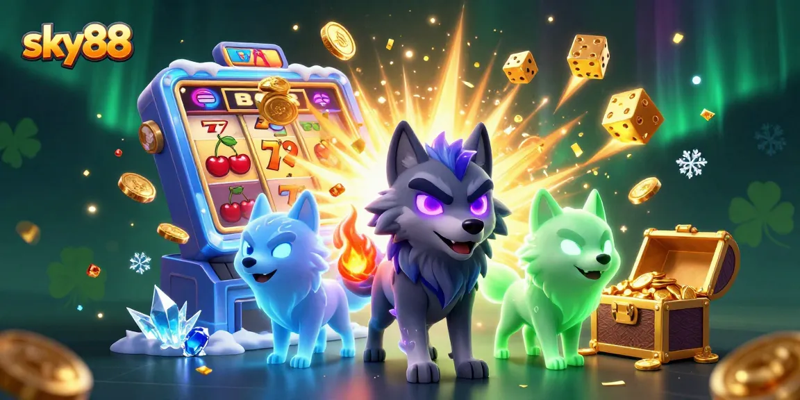 Spin to win at sky88 with dynamic 3D slot machine explosions and enchanting wolf characters