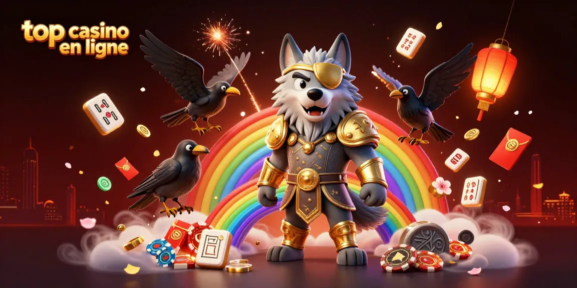 Illustration colorée représentant Odin et ses corbeaux au sommet d'un pont en jetons, mise en avant de top casino en ligne.