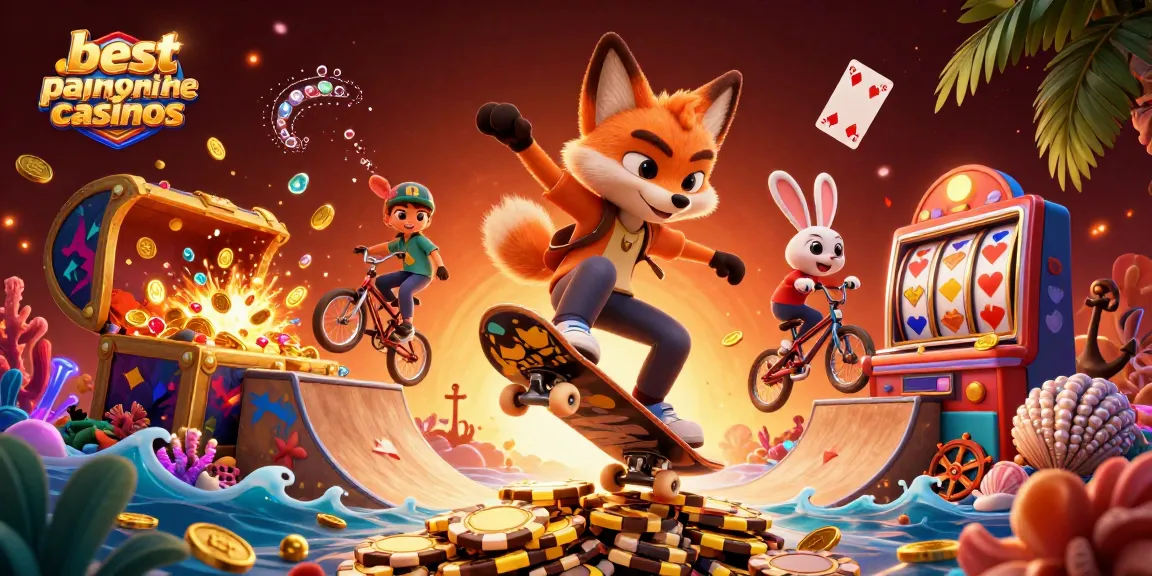 Experience thrilling adventures with the best paying online casinos in this vibrant 3D scene
