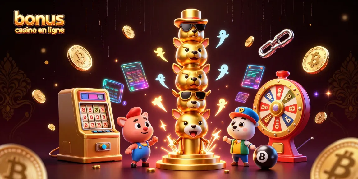 Visualisez des stratégies de gain dans le bonus casino en ligne avec des éléments de loterie et un totem en or.