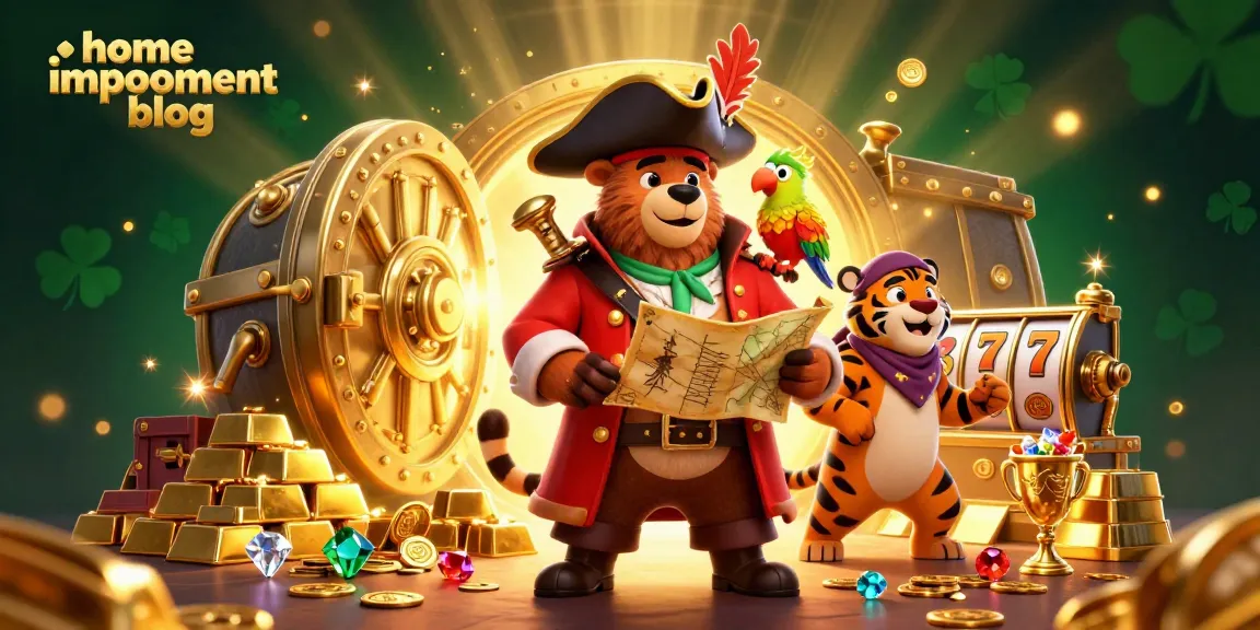 Experience excitement with home improvement blog in a vibrant casino scene led by a pirate captain.