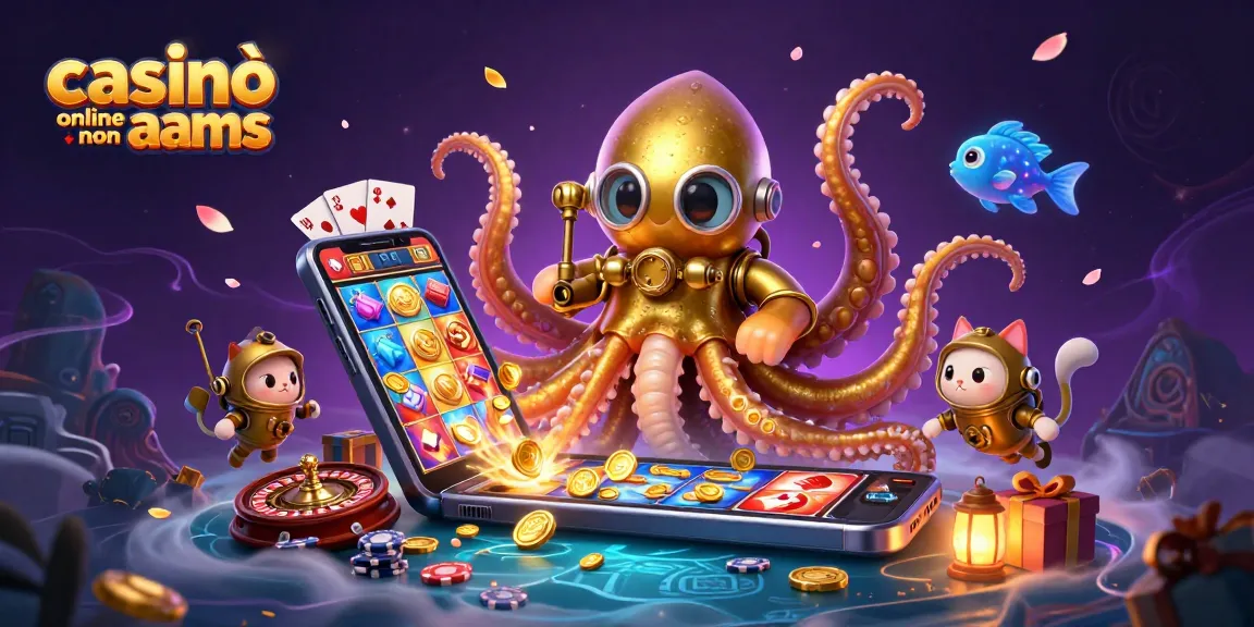 Gioca nei casinò online non AAMS con il kraken e un gatto sommozzatore in un'illustrazione 3D vivace.